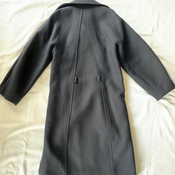 CHLOE Iconic Navy wool Ruffle Front Double Breasted Trench Coat - Picture 11 of 16